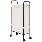 ELYKEN Slim Laundry Hamper with Lid, 50L Small Rolling Laundry Basket on Wheels, 7.9” Narrow Dirty Cloth Cart with Removable Inner Bag for Small Bathroom, Bedroom, Creamy - style: Creamy-50L
