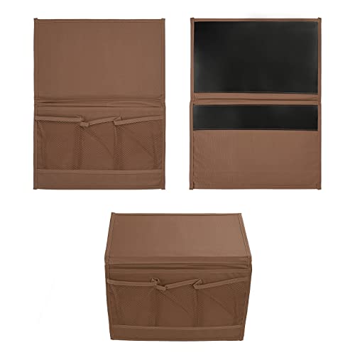 Surblue Bedside Caddy 4 Pockets Bedside Storage Organizer for TV Remote Control Phone Glasses Magazine (Coffee) - color: Coffee