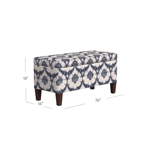 HomePop Large Decorative Storage Bench - Blue Medallion Print - color: Blue Medallion Print
