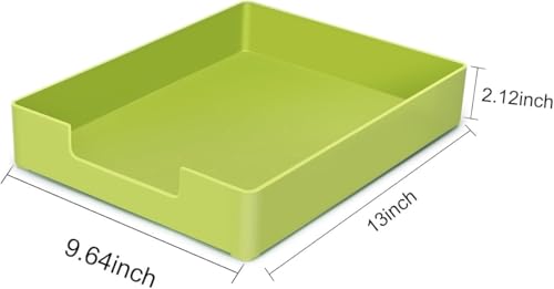 Letter-Size Tray, 2 PCS A4 Plastic Stackable Paper Tray, Desk Drawer Organizer for Office, School, Home Storage (2X Green) - color: 2x Green