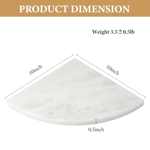Koville Namibia White Marble Corner Shower Shelf for Bathroom, 10'' Polished Marble Corner Shelves, Wall Mounted Stone Corner Shower Caddy, No Drilling Adhesive Shelf - 1 Layer(No Glue Included) - color: Namib Fantasy White, size: 1-Layer