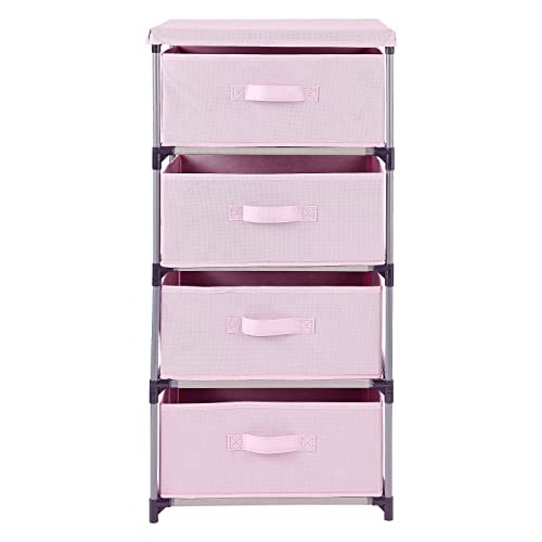 Juvale 4-Tier Dresser for Bedroom - 16.5 x 13 x 33 in, Pink, Modern - Closet Dresser with 4 Fabric Drawers for Clothes & Bedroom Storage - color: Pink