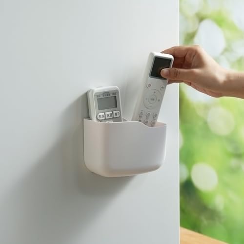 LINFIDITE TV Remote Holder Wall Mount Remote Control Holder for Bed Universal Bedside Wall Remote Holder Caddy Organizer Hole-Free Remote Control Holder (For 2 Or 3 Remote Controls–White–Quantity1 - color: White, size: 1Pack