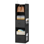YOUDENOVA Hanging Closet Organizer, 5 Tier Hanging Closet Shelves with 6 Side Pockets and 2 Drawers, Black - color: Black