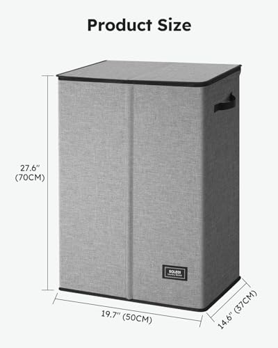 SOLEDI Laundry Hamper with Lid 130L Large & Tall Collapsible Laundry Basket, Clothes Hamper with Bag Removable Easy to Carry, Dirty Hampers for Bedroom, Bathroom, Dorm, College, Grey - color: Grey, size: 130L