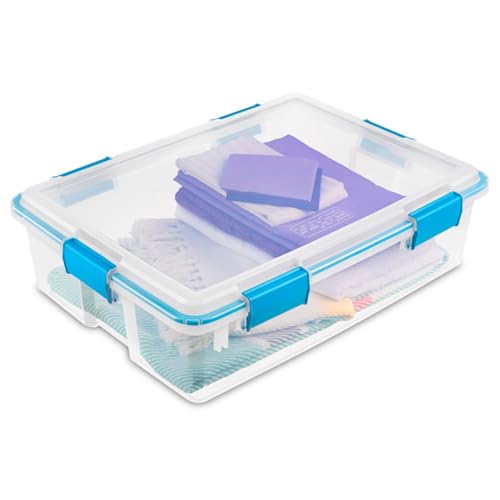 Sterilite 8-Pack Gasket Box, Weather-Resistant Storage Bins with Latching Lids, 37 Quart - Heavy-Duty Organizing Containers for Closet, Bathroom, and Office - size: 37 Quart, style: 8 Pack