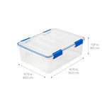 IRIS USA WeatherPro 27 Qt Storage Bins with Lids, 3 Pack, BPA-Free Plastic Gasket Box with Tight Latch and Seal, Stackable Nestable Tote Tub - Clear/Blue - size: 27 Qt. - 3 Pack