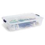 Rubbermaid Cleverstore 42 Quart Stackable Plastic Storage Bin with Lids for Garage, Closet, and Classroom, Clear, 4 Pack - size: 42 Qt - 4 Pack