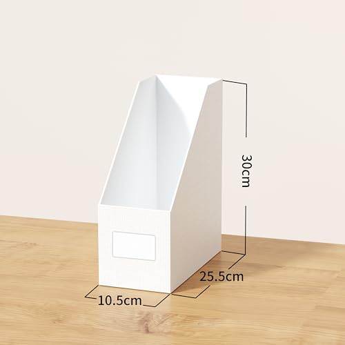 JiaWei White Magazine File Holders, 3 Packs Sturdy Cardboard File Rack, Office Organization Desktop Storage File Box Binder for Shelves and Desk, Folder Holder for Office or Classroom - color: White