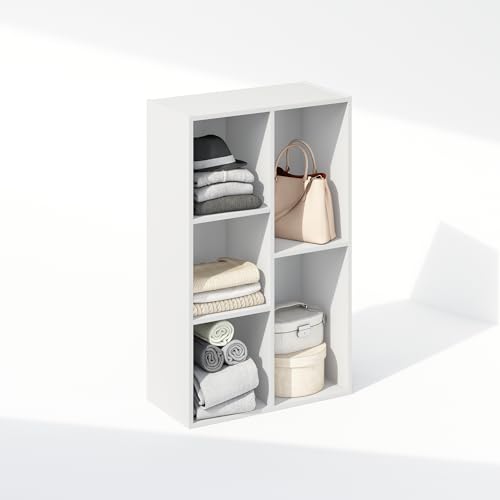 Furinno Reed Closet Organizers and Storage, 5-Cube Reversible Closet Shelves, Closet Organization Shelf, 9.4 x 19.5 x 31.5, for Bedroom, Closet, White - color: White, size: 5-Cube