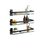 AIJALY 3 Pack Bathroom Glass Shelf,Aluminum Tempered Glass 0.3in Extra Thick Rectangular 1 Tier Storage Organizer Wall Mount,Black 15.7in - color: Black 3 Pack