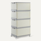 Amazon Basics 4-Tier Storage Bins with Lids, Stackable and Collapsible, 23QT per Tier, 92QT Total Capacity