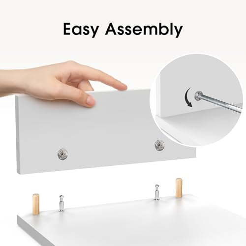 FITUEYES Dual Monitor Stand – 3 Shelf Computer Monitor Riser, Wood Desktop Stand with Adjustable Length and Angle, Desk Accessories, Office Supplies Medium White, DT108008WW - color: White