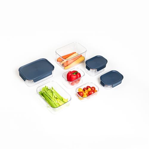 LocknLock LBF405RS7N Modular Plus Food Storage Container,14 set (7 containers & 7 Lids)- Navy - color: Navy, size: 14 set (7 containers & 7 Lids)