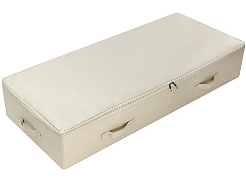 iwill CREATE PRO 39.4" Ultra-Length Foldable & Washable Underbed Storage Organizer Containers for Clothing, Shoes, Bedding - Ideal for Bedroom, College Dorm (Black Gray), Beige - color: Beige