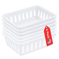 Tribello Mini Plastic Baskets for Organizing, White Drawer/Closet Storage Tray, Size 6 x 5 x 2.12 - Pack of 6 - Made in USA