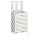 Laundry Hamper with Lid,Bamboo Large Waterproof Clothes Laundry Basket,Removable Washing Bags with Handles,clothes basket (White) - color: White