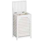 Laundry Hamper with Lid,Bamboo Large Waterproof Clothes Laundry Basket,Removable Washing Bags with Handles,clothes basket (White) - color: White