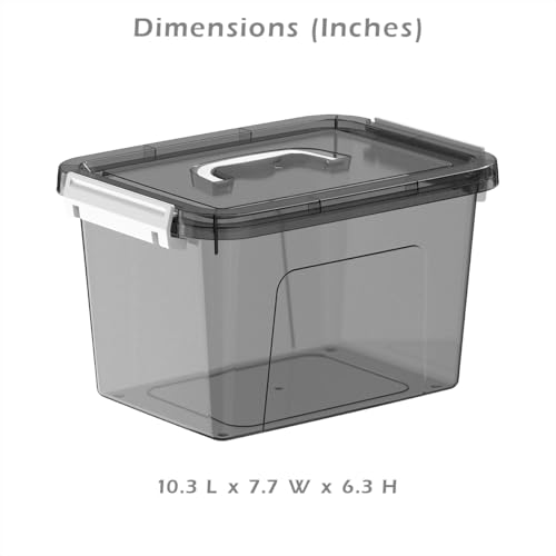 6 Quart Stackable Plastic Storage Bins with Lids, 6 Pack Clear Black Small Organizer Boxes with Latches for Bathroom, Pantry, Office Desk and Small Item Storage - color: Black, size: 6 QT