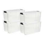 Sterilite 4 Pack Ultra Latching Box, Storage Bins with Lids, Clear Plastic, 70 Quart - Heavy-Duty Organizing Containers for Closet, Bathroom, and Office - size: 70 Quart
