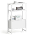 Narrow Side Table, Slim End Table with Magazine Rack, Bedside Table for Small Spaces, 3 Tier Sofa Couch Table Nightstand for Living Room, Bedroom, White LET503W - color: White