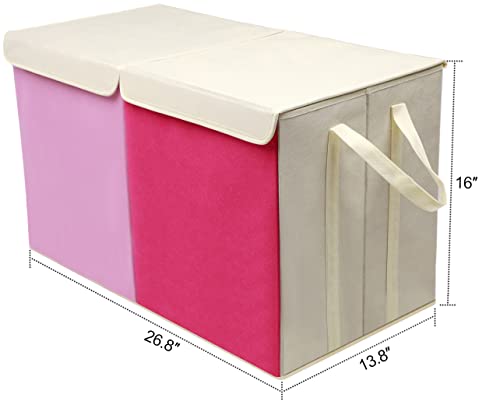 YOLOXO Toy Box Chest, Collapsible Sturdy Storage Bins with Lids, Extra Large Kids Toy Storage Organizer Boxes Bins Baskets for Kids, Boys, Girls, Nursery Room, Playroom, Closet (Pink) - color: Pink