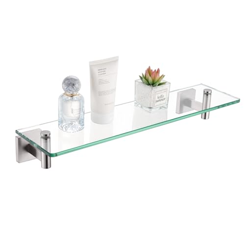 KOKOSIRI Floating Shelf Bathroom Wall Mount Shelves 20-Inch for Bedroom, Living Room, Kitchen, Storage Hanging Rack Brushed Stainless Steel B1105BR-L20 - color: Brushed Nickel, size: 20-Inch