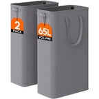 Lifewit 2 Pack Slim Laundry Hamper, Collapsible Narrow Laundry Basket, Small Tall Dirty Clothes Hampers with Handles for Bathroom Bedroom College Dorm, Grey, 65L - color: Gray
