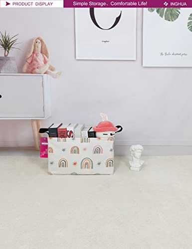 Rectangular Storage Basket Fabric Organizer Bin for Toys,Books,Clothes,Gifts,Pets-Perfect for Home,Office,Nursery,Dorm,Shelf(Rec-Star Rainbow ) - color: Rec-Star Rainbow