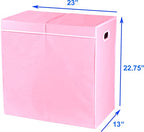 Simple Houseware Double Laundry Hamper with Lid and Removable Bags, Pink - color: Pink
