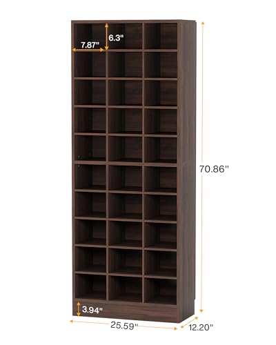 Tribesigns 10-Tier Shoe Storage Cabinet, Espresso Wooden Shoe Rack with 30 Cubbies, Freestanding Tall Entryway Shoe Organizer for Closet, Entryway, Living Room - color: Espresso