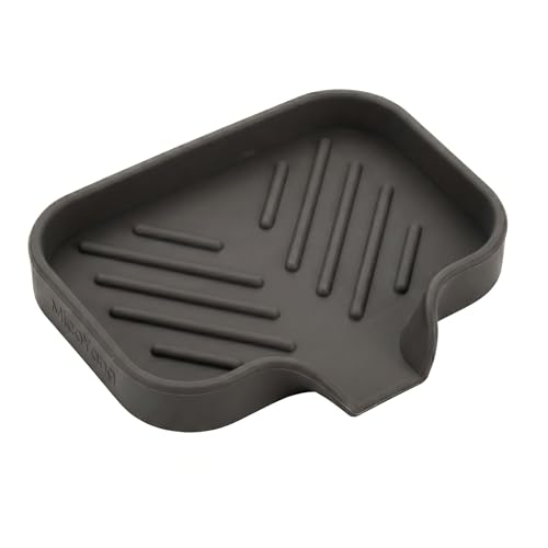 MicoYang Silicone Bathroom Soap Dishes with Drain Spout-Bathroom and Kitchen Sink Organizer,Sponge Holder,Dish Soap Tray,Perfect for Dispenser,Scrubber,Bottle,Cup on Sink or Counter-Coffee 4.9"×3.2" - color: Coffee, size: S(4.9"×3.2")