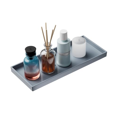 Vanity and Bathroom Tray, 11.8" ABS Countertop Organizer,Waterproof Vanity Tray for Toilet Tank,Perfume,Soap,Keys,Bathroom Accessories,Kitchen and Bath Trays,Non Slip Small Trays,Gray - color: Gray, size: 11.8" x 5" x 0.7"