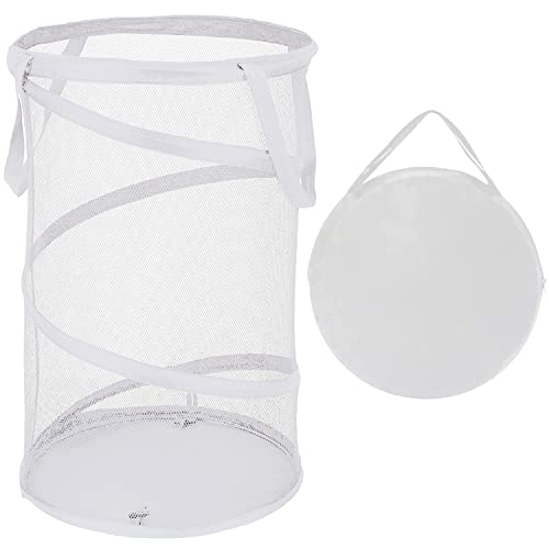 BATTOO Collapsible Laundry Basket Foldable Mesh Pop Up Hamper with Handles for Laundry Room, Bathroom, Kids Room, College Dorm, Travel, Storage Organizer White - color: White, size: 13 x 23.7 inch