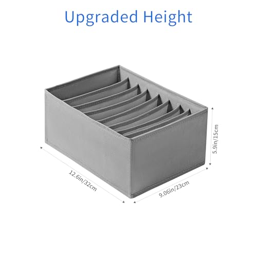 Coorganisers4 Packs T-shirt Drawer Organizers for Clothing,8 Grids Compartment Wardrobe Storage Box, Clothes Organizer for Folded Clothes, T-shirt, Legging-12.59''x9.05''x5.9 - color: Grey, size: 8 GRIDS-UPGRADED HEIGHT