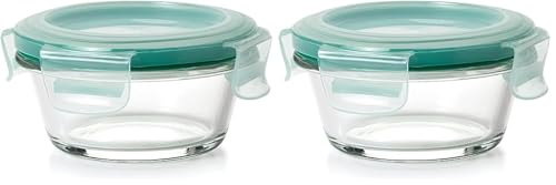 OXO Good Grips 1 Cup Smart Seal Glass Round Food Storage Container (Pack of 2) - size: 1 Cup (Pack of 2)