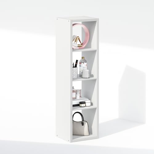 Furinno Cubic Closet Organizers and Storage, 4-Cube Closet Organizer, Vertical Open Shelf Closet Storage, Extra Thick Frame for Wardrobe, Bedroom, Living Room, White - color: White, size: Vertical 4-Cube