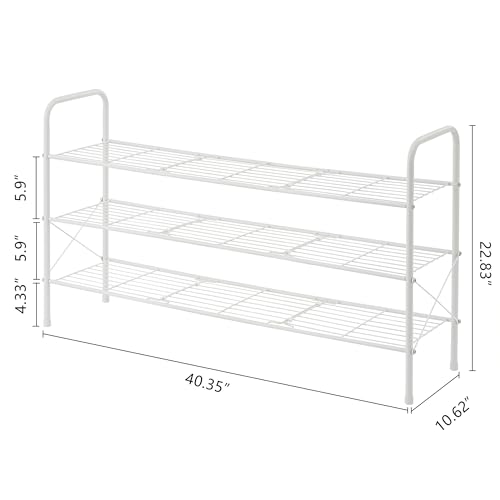 Hoctieon 3 Tier Durable Mesh Style Shoe Rack, Entryway Shoe Shelf, Shoe Rack FreeStanding, Shoe Storage Organizer, Shoe Rack for Closet, Space Save For bathroom, Hallway, Bedroom, Living Room, White - color: White, size: 3 Tier