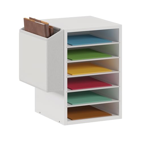 Unionly, 6 Tier Adjustable Countertop Mail Sorter, Mailboxes With Name Slots, Literature Organization Paper Storage Slot, Office Desk File Organizer, Wooden Desktop Mailbox for Classroom, White - color: White, size: 6 Slots
