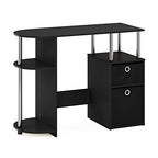 Furinno Jaya Simplistic Computer Study Desk, Americano/Chrome/Black - color: Americano/Stainless Steel/Black