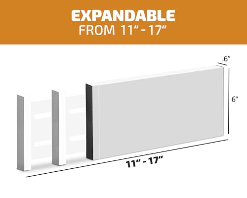 6-Pack Drawer Dividers 6 Inch High, 11”-17" Adjustable Bamboo Organizers Large Expandable Drawer Separators for Cloths, Dresser, Bedroom, Bathroom, Baby Drawer, Office & Kitchen Utensils (White) - color: White, size: 6-Inch High