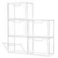 Freebat Stackable Storage Bins, Clear Acrylic Display Case, 5-Pack Acrylic Boxes with Lids, Clear Storage Containers Storage for Handbags, Collectibles & Figures - size: 5pack