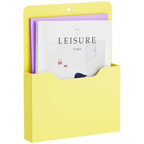 Magnetic File Holder - Magnetic Paper Holder, Pocket Organizer Office Supplies Storage Mail Organizer for Notebooks,Planners,Letter (Yellow） - color: Yellow Holder-L