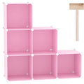 C&AHOME Cube Storage Organizer, 6-Cube Shelves Units, Closet Cabinet, DIY Plastic Modular Book Shelf, Ideal for Bedroom, Living Room, Office, 36.6" L x 12.4" W x 36.6" H Pink UPCS06P - color: Pink