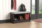 ClosetMaid 1632 Cubeicals 3-Cube Storage Bench, Espresso with Gray Cushion - color: Espresso With Gray Cushion
