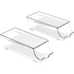 Simple Houseware 2-Pack Auto-Rolling Beverage Can Organizer for Fridge, Clear Front-Loading Soda Dispenser with Smooth Glide Design, Space-Saving Refrigerator Storage Bins - size: 2 Pack