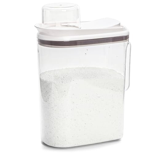Covzoe Laundry Detergent Dispenser, 3.5L/118 Oz Liquid Laundry Soap Powder Container with Lid, Storage Cereal Organizers, Fabric Softener Dispenser Scent Booster Beads Holder for Laundry Room