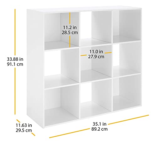 Whitmor 9 Cube Storage Organizer, 3 Tier Stackable MDF Bookcase, Open Storage Display Bookshelf, Storage Cabinet for Living Room, Bedroom, Home, Office, 35.5" L x 11.7" W x 35.5" H, White - color: White, size: 9 Cube Stackable