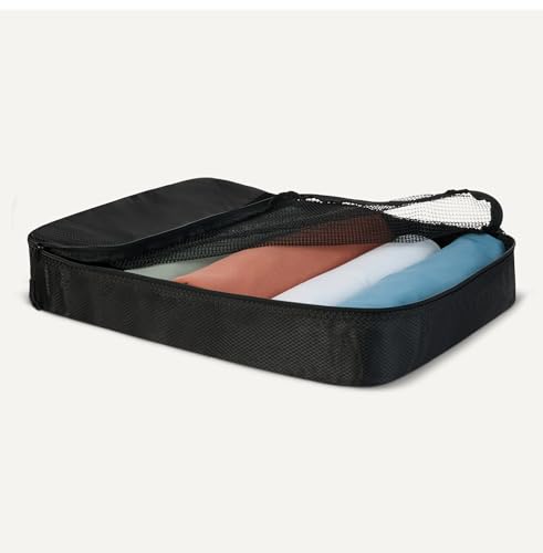 Amazon Essentials 4-Piece Packing Cubes Travel Accessories Set, Luggage Organizer with Double Zipper, Mesh Top, Space-Saving Design, Webbing Handle, 2 Medium/2 Large, Black (Previously Amazon Basics) - color: Black, size: 2 x Large, 2 x Medium