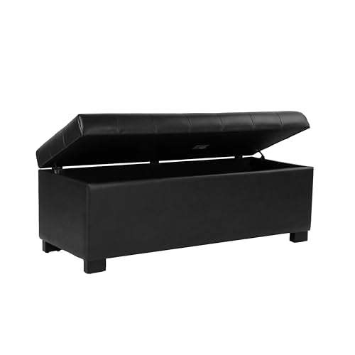 HomePop Large Tufted Storage Bench - Classic Black - color: Classic Black